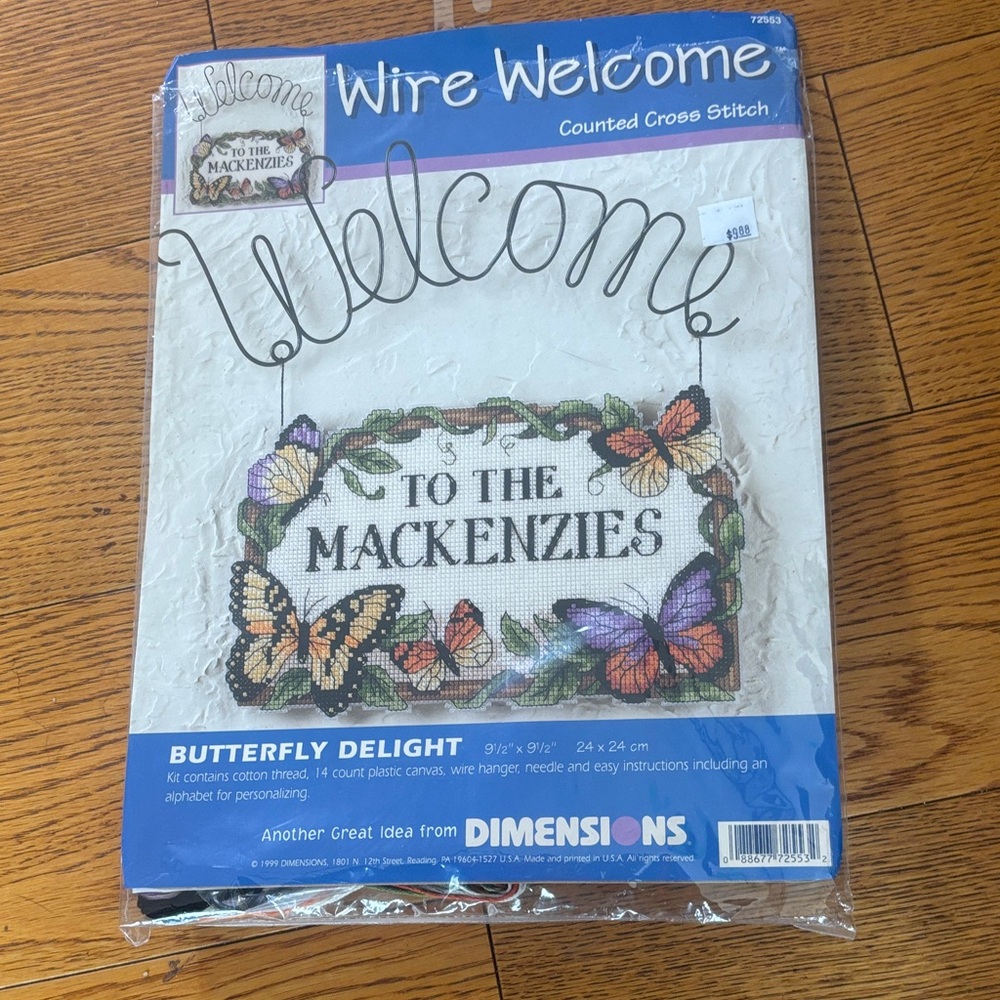 'Wire Welcome - Butterfly Delight' Counted Cross Stitch Kit - White/Multicolor
